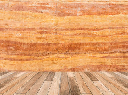 stone wall with wood floorの写真素材