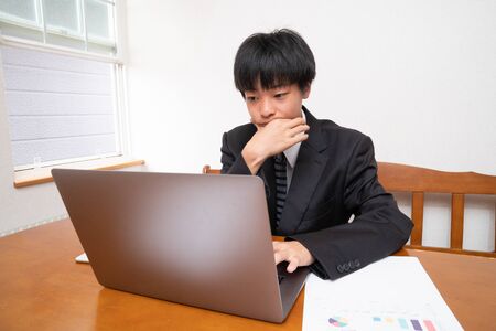 work from home in japanの写真素材