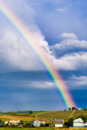 rainbow in summer hokkaido japanの写真素材