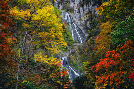 waterfall of hagoromo in hokkaidoの写真素材