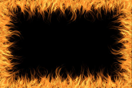 orange fire on black backgroundの写真素材