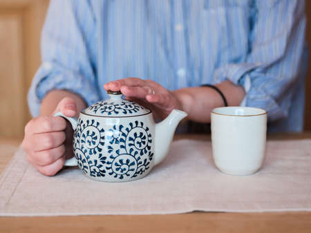 tea pot and tea cup in japanの写真素材