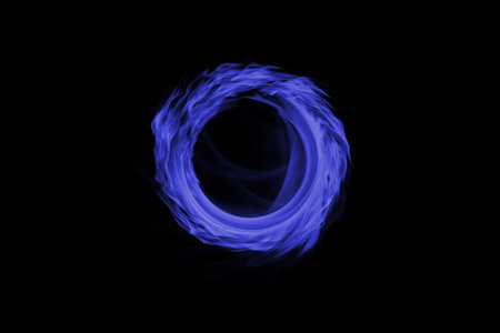 ring of flames on black backgroundの写真素材