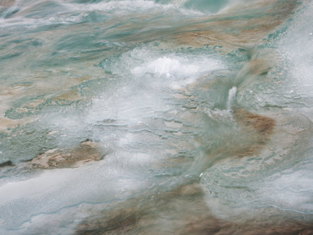 river flow in winter hokkaidoの写真素材