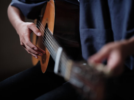 The person who plays the guitarの写真素材