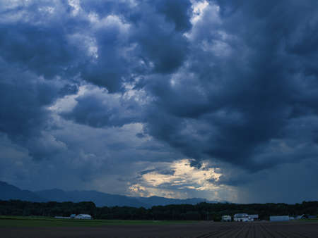 stormy weather in summer hokkaidoの写真素材