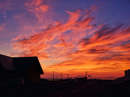magic hour in summer hokkaidoの写真素材