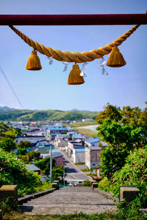 japanese shrine and small townの写真素材