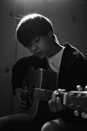 The person who plays the guitarの写真素材