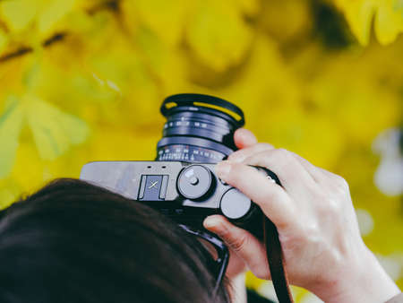 People who shoot autumn leavesの写真素材