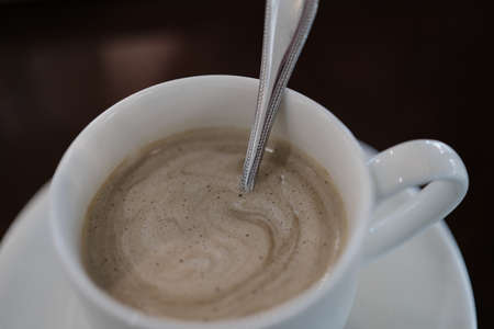 a cup of coffee in morningの写真素材
