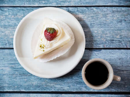 delicious strawberry cake on cafeの写真素材