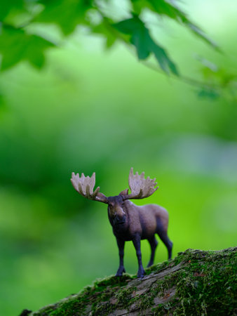 green forest and elk figureの写真素材