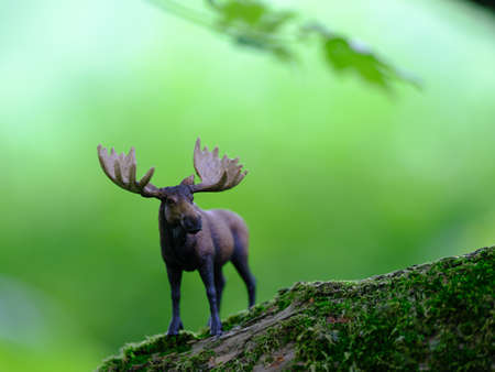 green forest and elk figureの写真素材