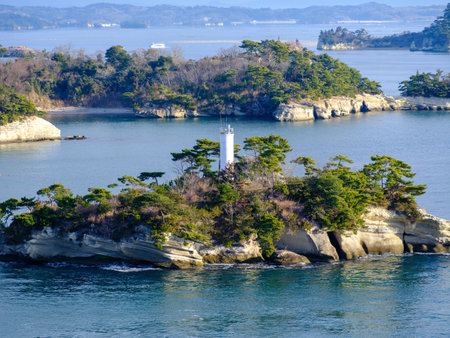 small islands in matsushima Japanの写真素材