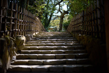 old stone stairs in kyotoの写真素材