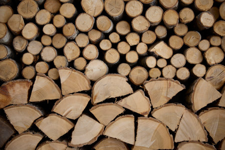many firewood in winter hokkaido