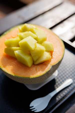 delicious melon in summer hokkaidoの写真素材