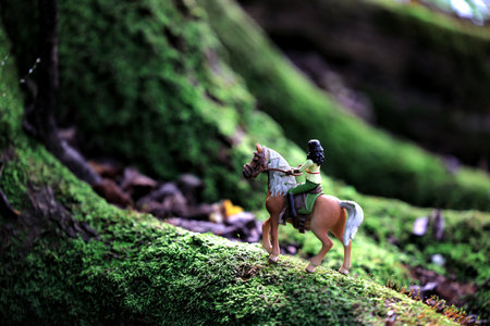 horse figure and green forestの写真素材