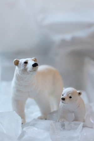 Polar bear parent and child figuresの写真素材