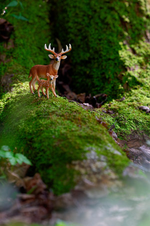 deer family figure by schleichの写真素材
