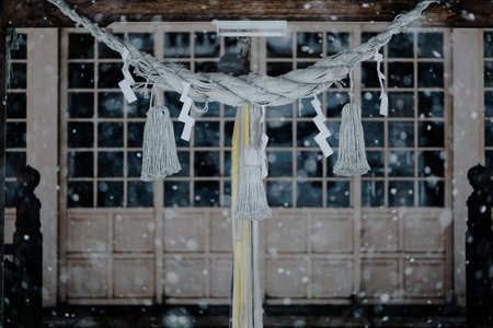 japanese shrine in winter hokkaidoの写真素材
