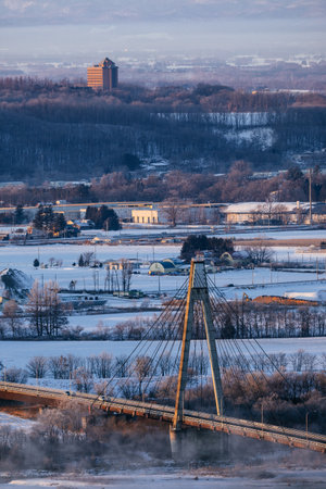 Tokachi Plain in winter hokkaidoの写真素材