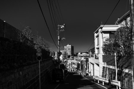 Monochrome city area of Yokohama