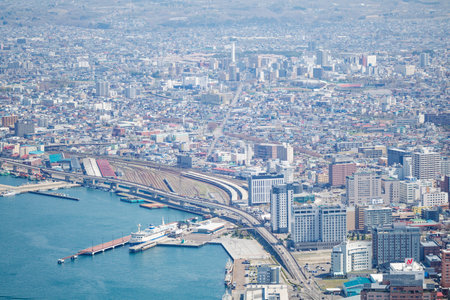 Hakodate city seen from Mt. Hakodateの写真素材
