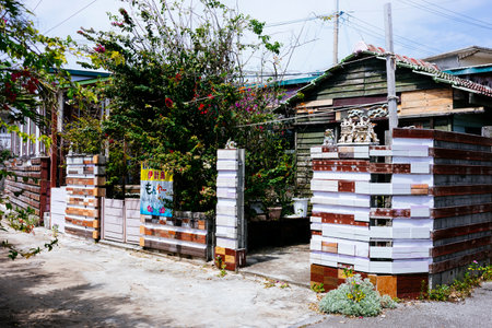 ikei island townscape in okinawaの写真素材