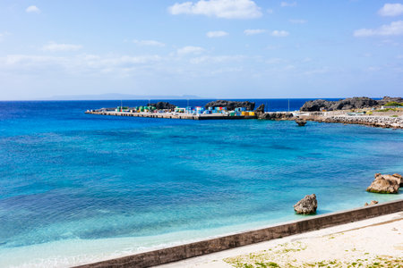 yoron port in kagoshima Japanの写真素材