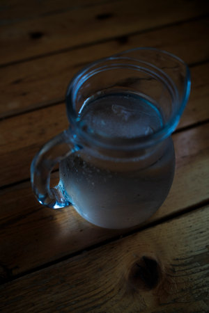 pitcher of cold water on table