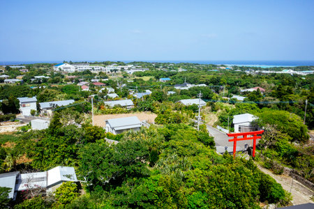 Looking down on Yoron Islandの写真素材