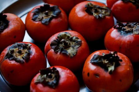 Persimmon on the black table