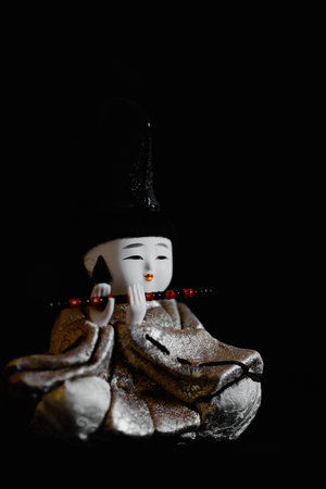 hina doll on black backgroundの写真素材