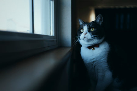 one cat near the windowの写真素材