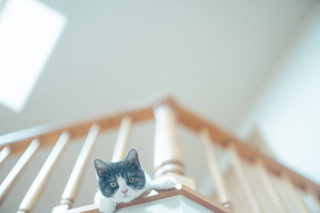cat on the second floorの写真素材