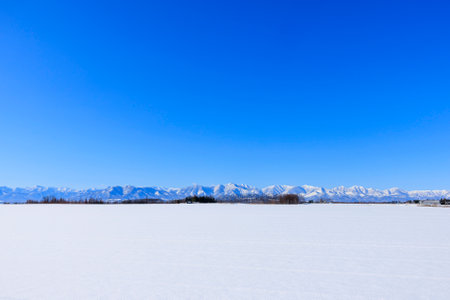 blue sky and snow fieldの写真素材