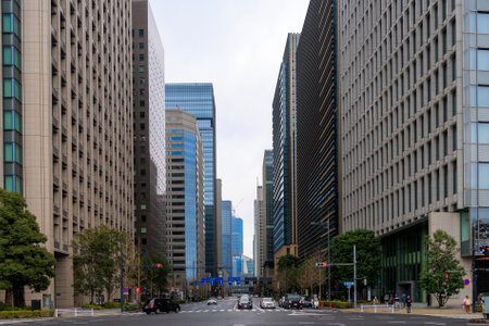 Tokyo skyscraper district in Japanの写真素材