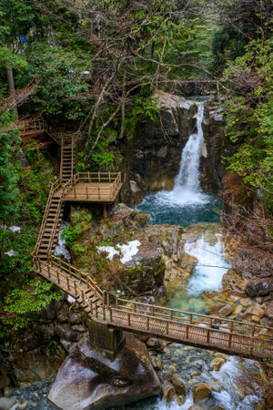 ryujin fall in gifu japanの写真素材