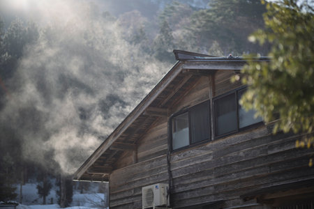 shirakawago in winter gifu Japanの写真素材