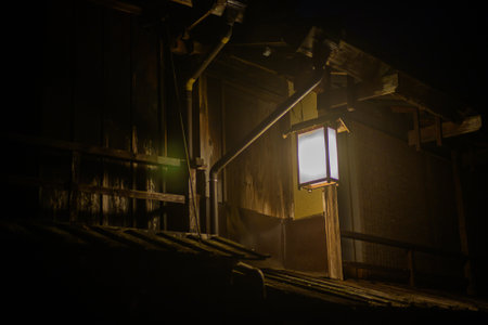 night view of tsumago jukuの写真素材