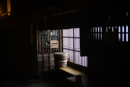 night view of tsumago jukuの写真素材