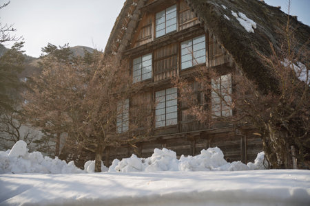 shirakawago in winter gifu Japanの写真素材