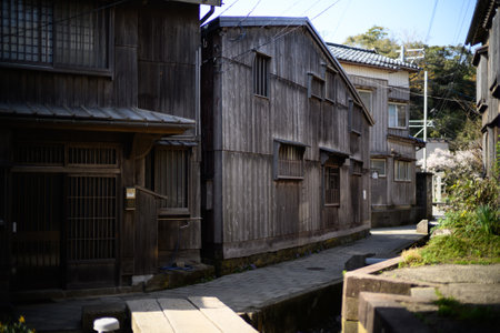 syukunegi townscape in sado islandの写真素材