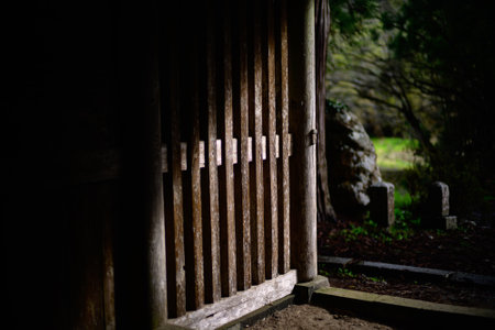 A gate through which light shinesの写真素材