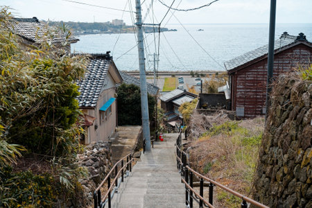 townscape in sado island Japanの写真素材
