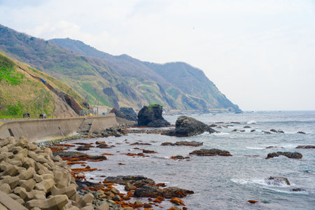 shirakami cape in hokkaido Japanの写真素材