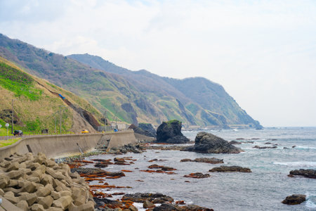 shirakami cape in hokkaido Japanの写真素材
