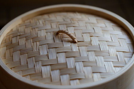 Bamboo Bamboo Steamed Bamboo Basket on wooden background